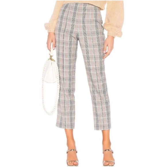 LOVERS + FRIENDS Bundy Plaid Tab Crop Pants Sz. Medium Career Casual - Picture 1 of 4